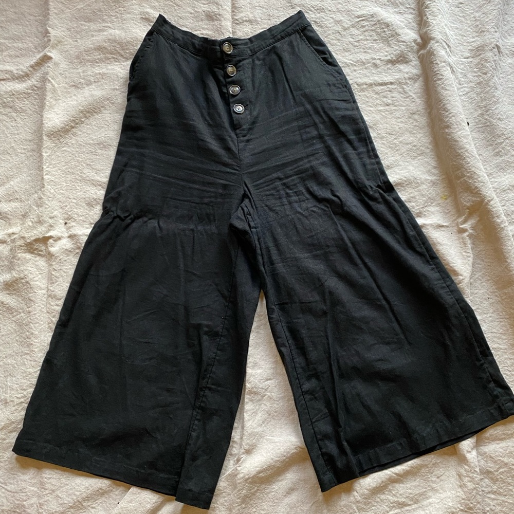 Black linen cropped gaucho pants from Target